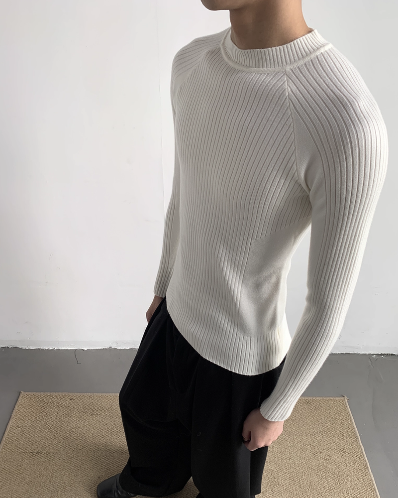 【12.5新作】ハイネックスリムフィットニットトップス mf3605