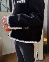 【2.2新作】バイカラーラインライトツイードジャケット mf3655