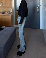 【3.2新作】ダブルブレストクラシカルモノトーンシャツ mf3683