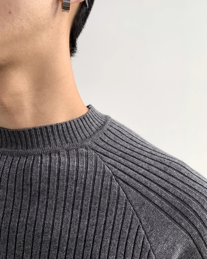 【12.5新作】ハイネックスリムフィットニットトップス mf3605