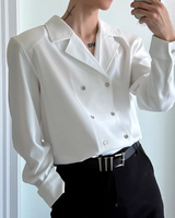 【3.2新作】ダブルブレストクラシカルモノトーンシャツ mf3683