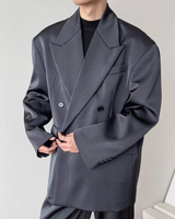 【12.3新作】ダブルブレストルーズサテンジャケット mf3599