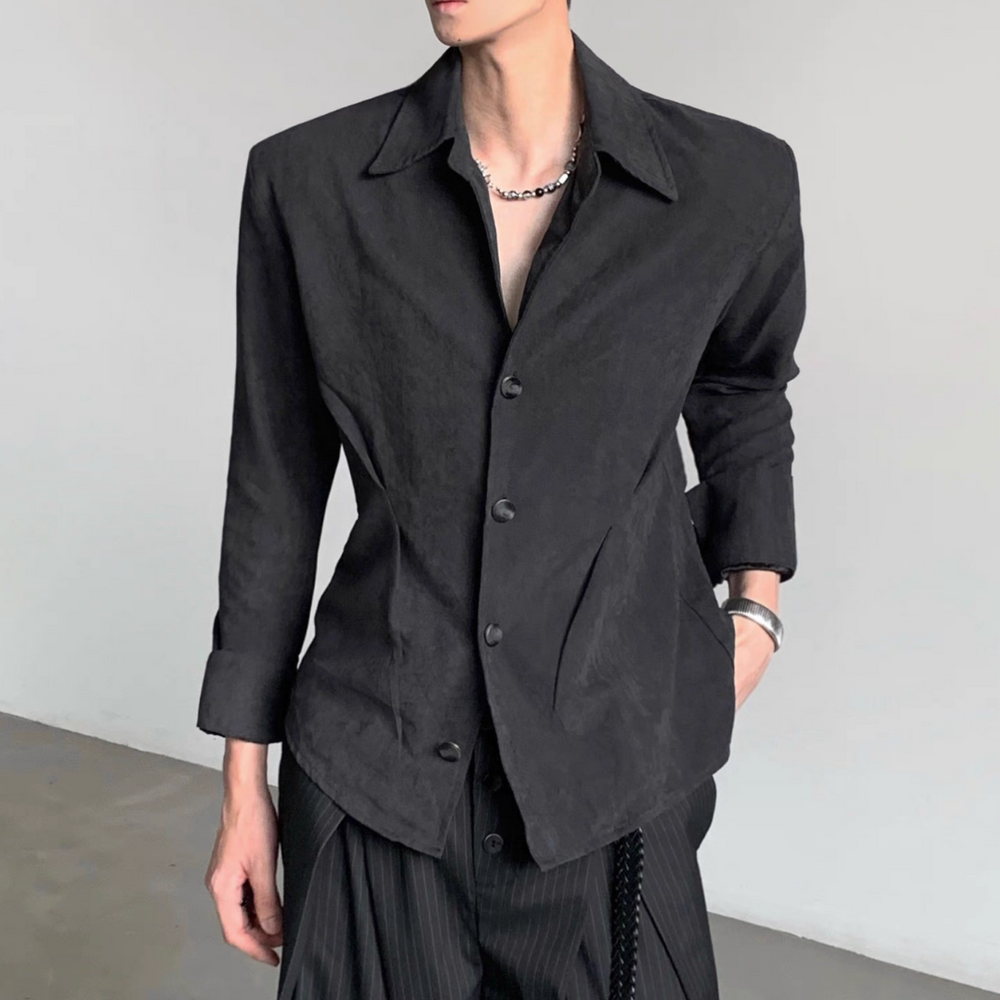 MODE FREAKショートモノトーンジャケット ハイウエストドレープスラックス MODE FREAKショートモノトーンジャケット ハイウエストドレープ