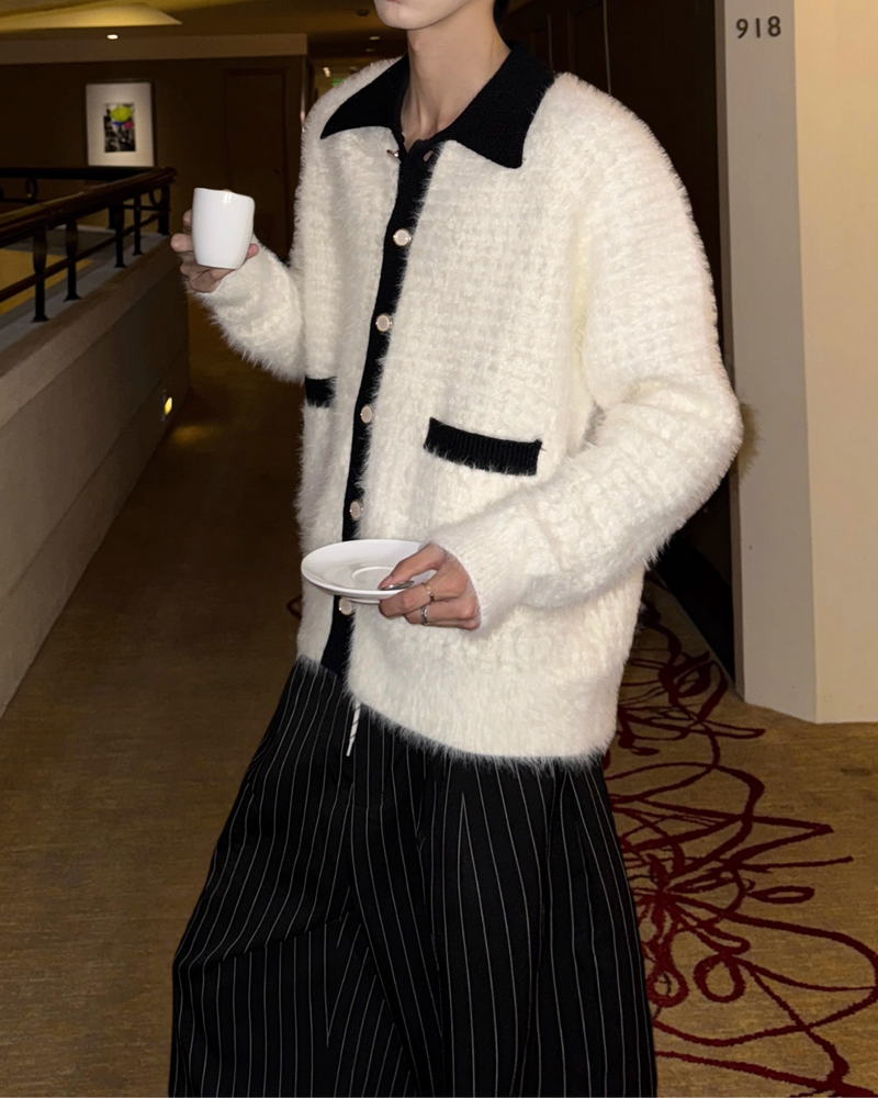 【11.12新作】バイカラーモードルーズカーディガン mf3572