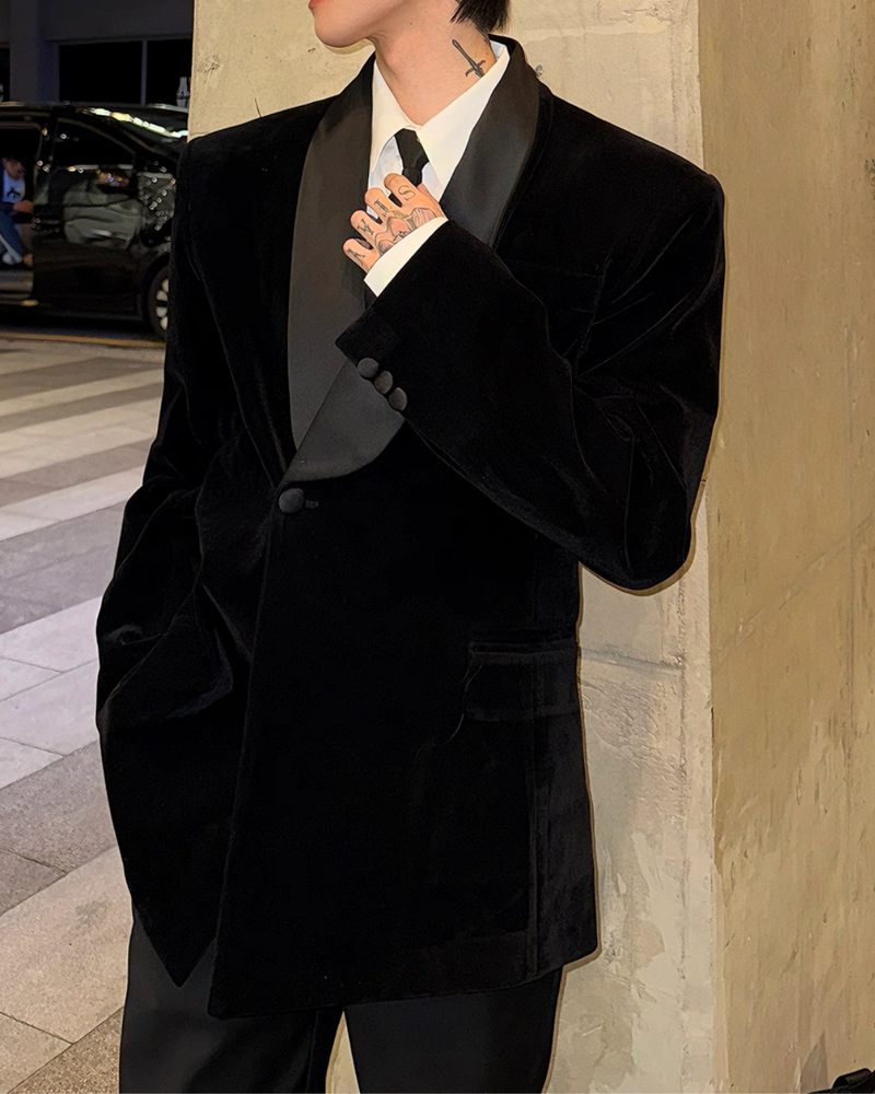 【11.12新作】スウェードサテンカラークラシカルジャケット mf3575