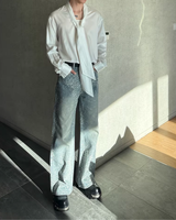 【3.6新作】モードドレープタイデザインシャツ mf3682