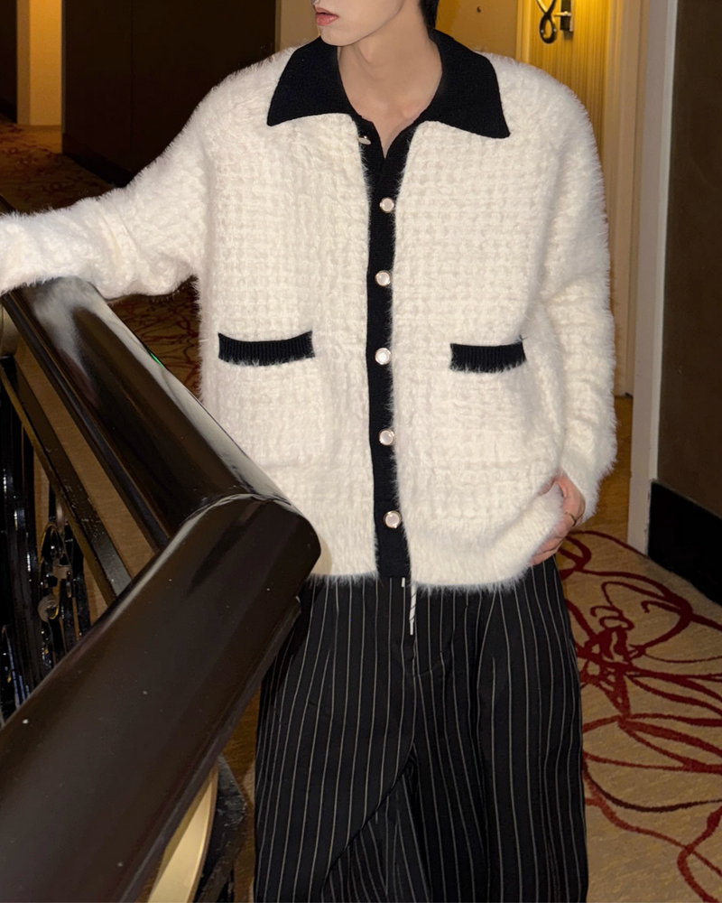 【11.12新作】バイカラーモードルーズカーディガン mf3572