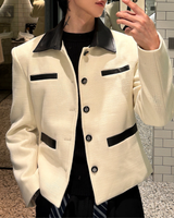 【11.5新作】ツイードレザーカラーモードジャケット mf3574