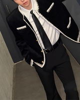 【2.2新作】バイカラーラインライトツイードジャケット mf3655