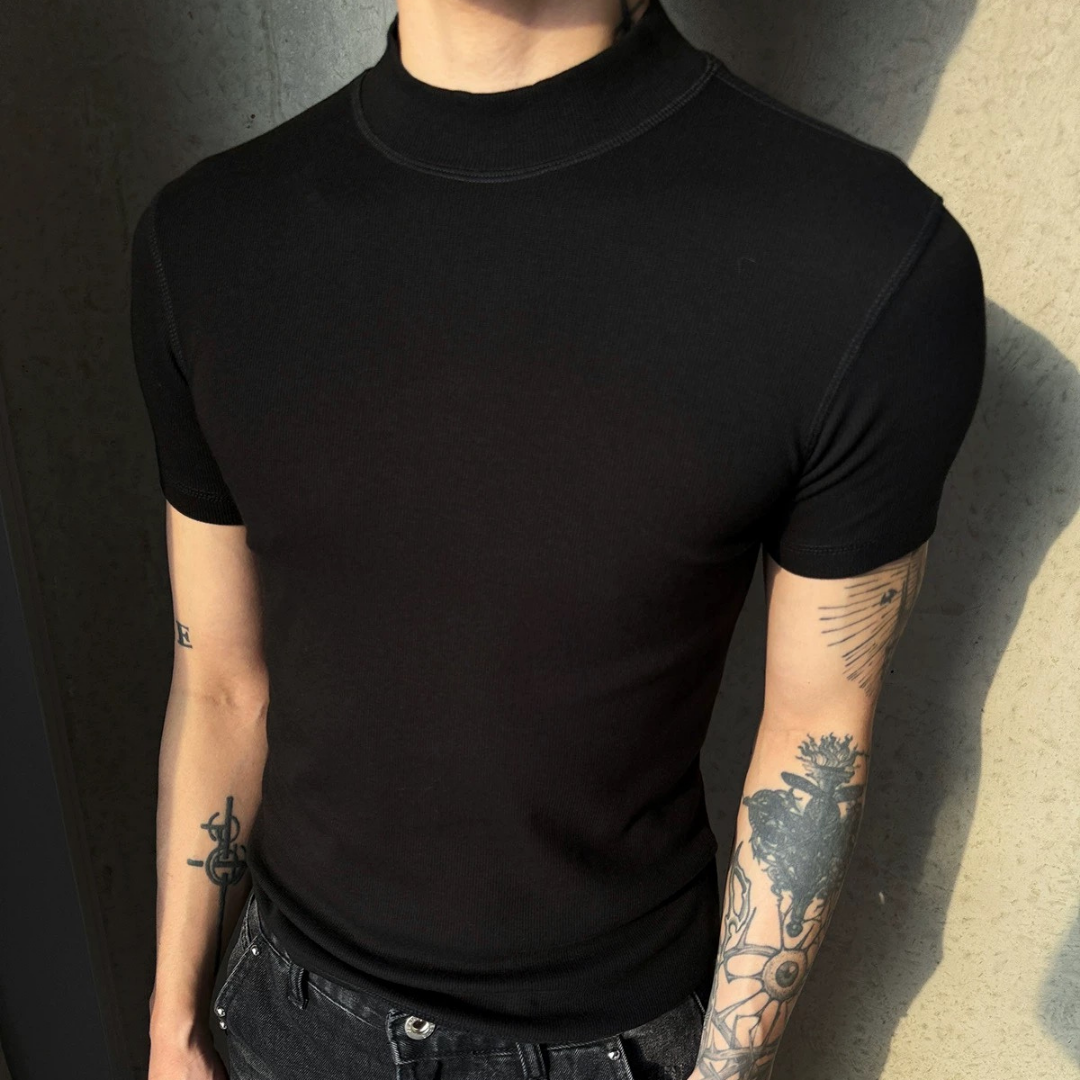 MODEFREAKのスリムフィットハイネックTシャツ mf3703の画像