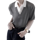 Two-Tone Layered Knit Top mf3717