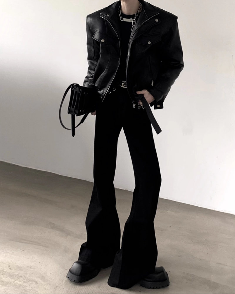 【12.10新作】スタンドカラーレザーモードジャケット mf3612