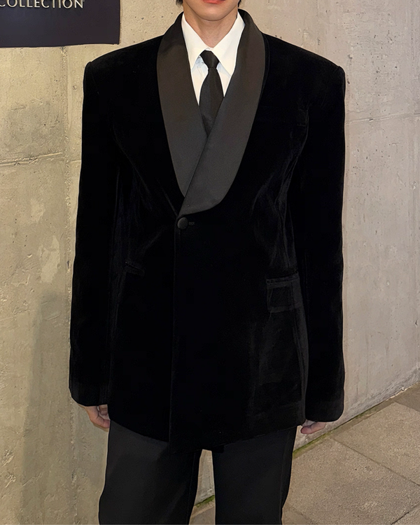 【11.12新作】スウェードサテンカラークラシカルジャケット mf3575