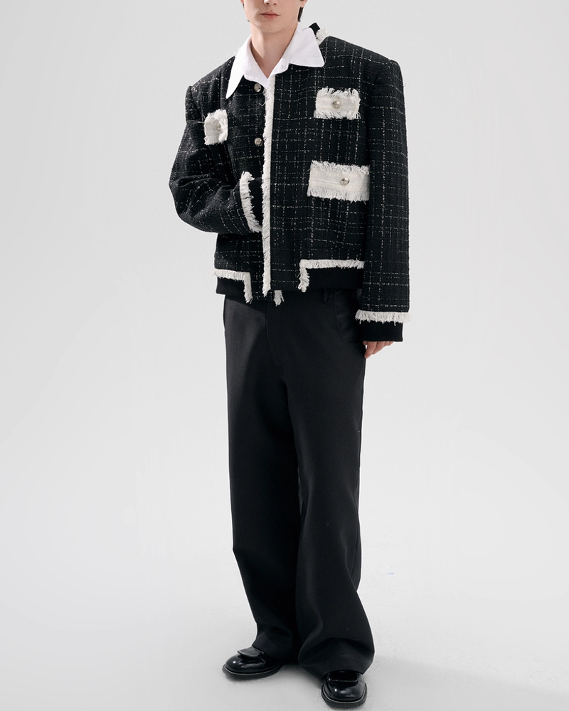 【12.1新作】ラグジュアリーバイカラーツイードジャケット mf3602