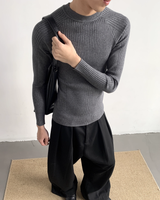 【12.5新作】ハイネックスリムフィットニットトップス mf3605