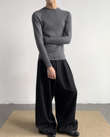 【12.5新作】ハイネックスリムフィットニットトップス mf3605