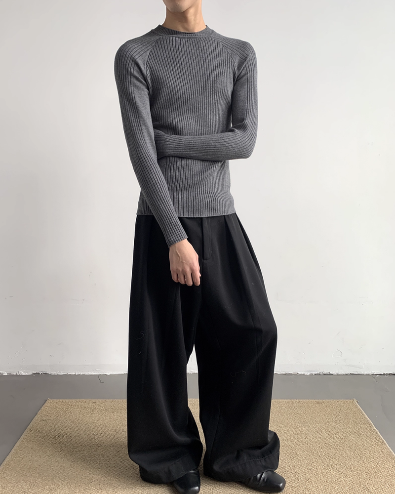 【12.5新作】ハイネックスリムフィットニットトップス mf3605