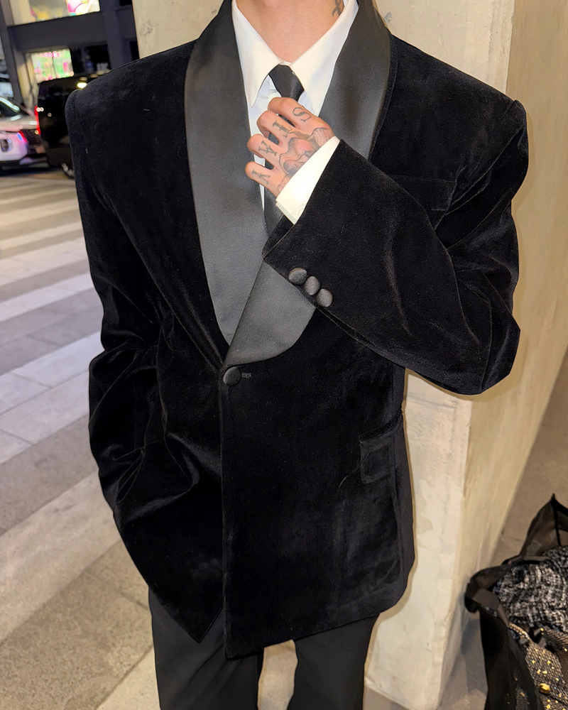 【11.12新作】スウェードサテンカラークラシカルジャケット mf3575