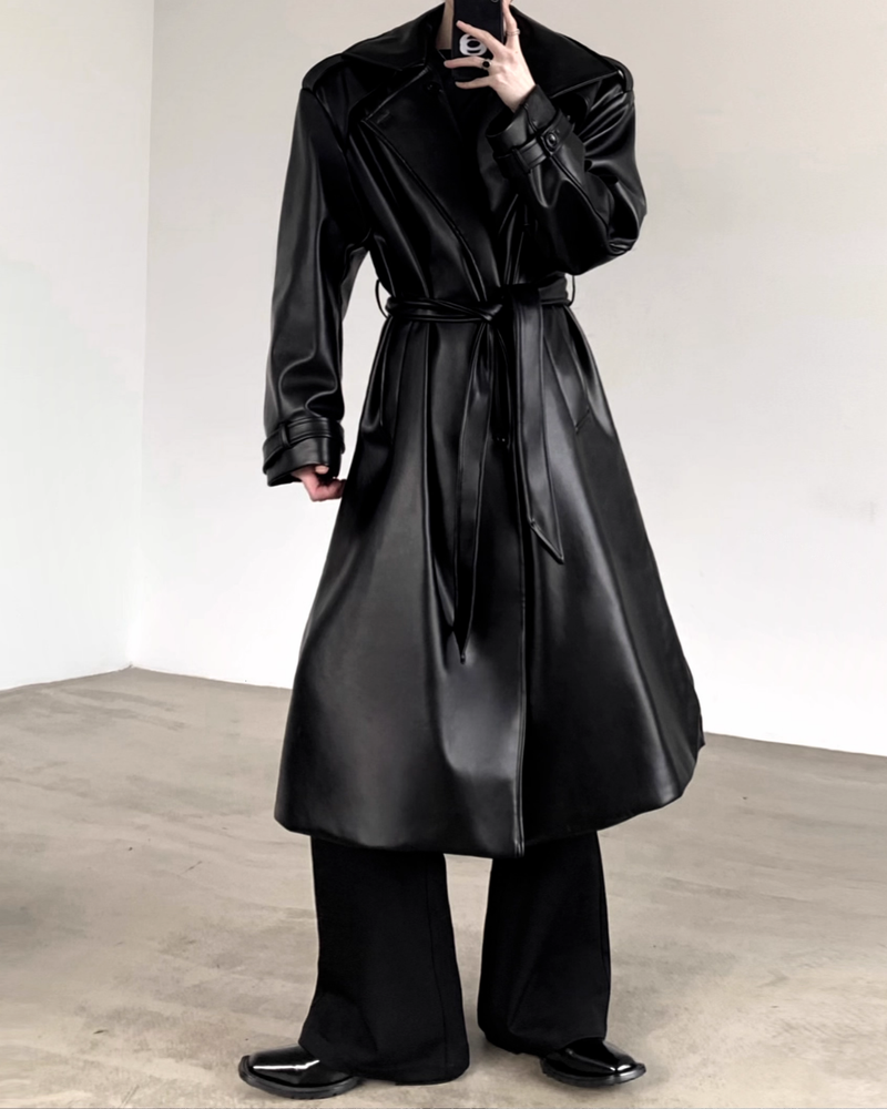 【12.12新作】オーバーレザーロングジャケット mf3613