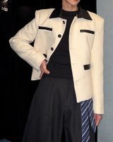 【11.5新作】ツイードレザーカラーモードジャケット mf3574