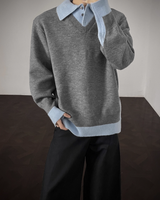 【1.2新作】バイカラーコリアンニットトップス mf3618