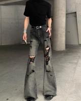 바퀴 가장자리 모드 플레어 데님 바지 mf3615