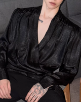 【3.11新作】モードサテンドレープトップス mf3685