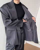 【12.3新作】ダブルブレストルーズサテンジャケット mf3599