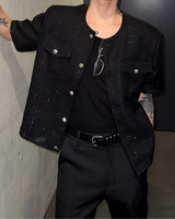 Double-breasted tweed mode jacket mf3679