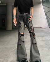 바퀴 가장자리 모드 플레어 데님 바지 mf3615