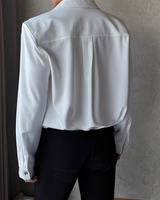 【3.2新作】ダブルブレストクラシカルモノトーンシャツ mf3683