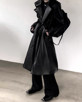 【12.12新作】オーバーレザーロングジャケット mf3613