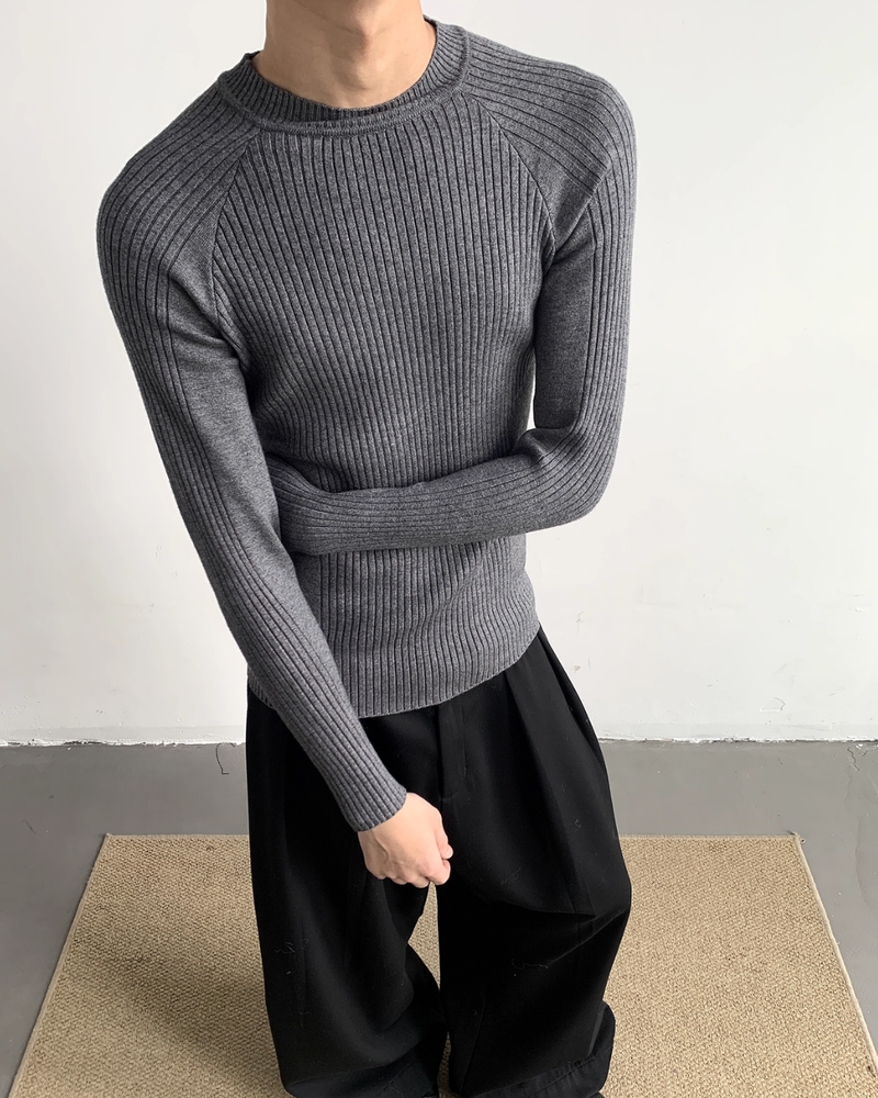 【12.5新作】ハイネックスリムフィットニットトップス mf3605