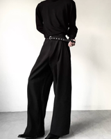 【1.7新作】スリムバックルプリーツフレアスラックス mf3632