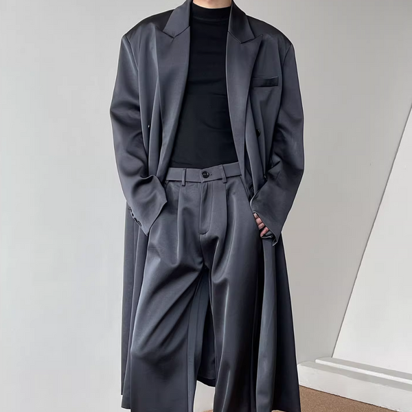 【12.3新作】ダブルブレストサテンロングコート mf3598