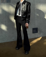 【2.9新作】ショートラペルモードレザージャケット mf3659