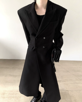 Double-breasted loose satin jacket mf3599