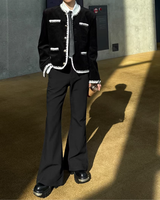 【2.2新作】バイカラーラインライトツイードジャケット mf3655