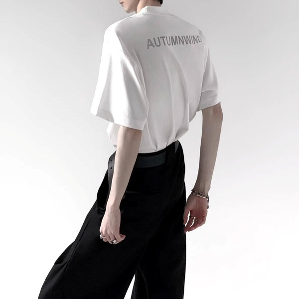 ハイネックロゴデザインモードTシャツ mf3296