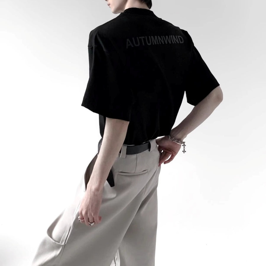 ハイネックロゴデザインモードTシャツ mf3296【韓国モード