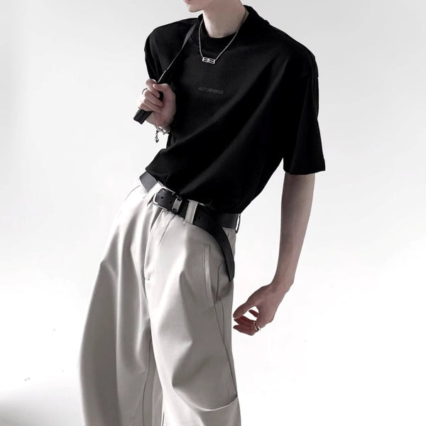 ハイネックロゴデザインモードTシャツ mf3296