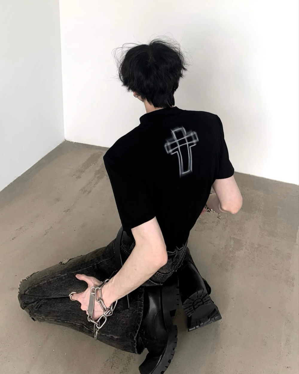 バッククロスニュアンスTシャツ mf3701【韓国モードファッション】