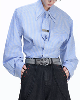 【1.9新作】ストライプタイデザインコリアンシャツ mf3627