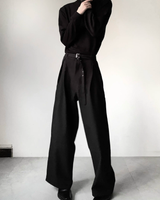 【1.7新作】スリムバックルプリーツフレアスラックス mf3632