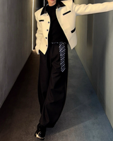 【11.5新作】ツイードレザーカラーモードジャケット mf3574