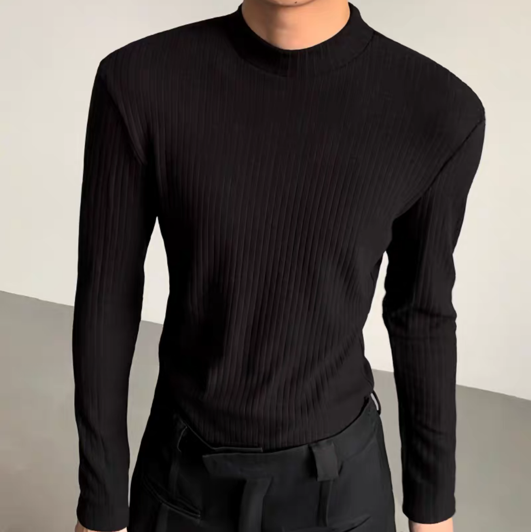 MODEFREAKのモックネックシンプルモードニットトップス mf3865の画像