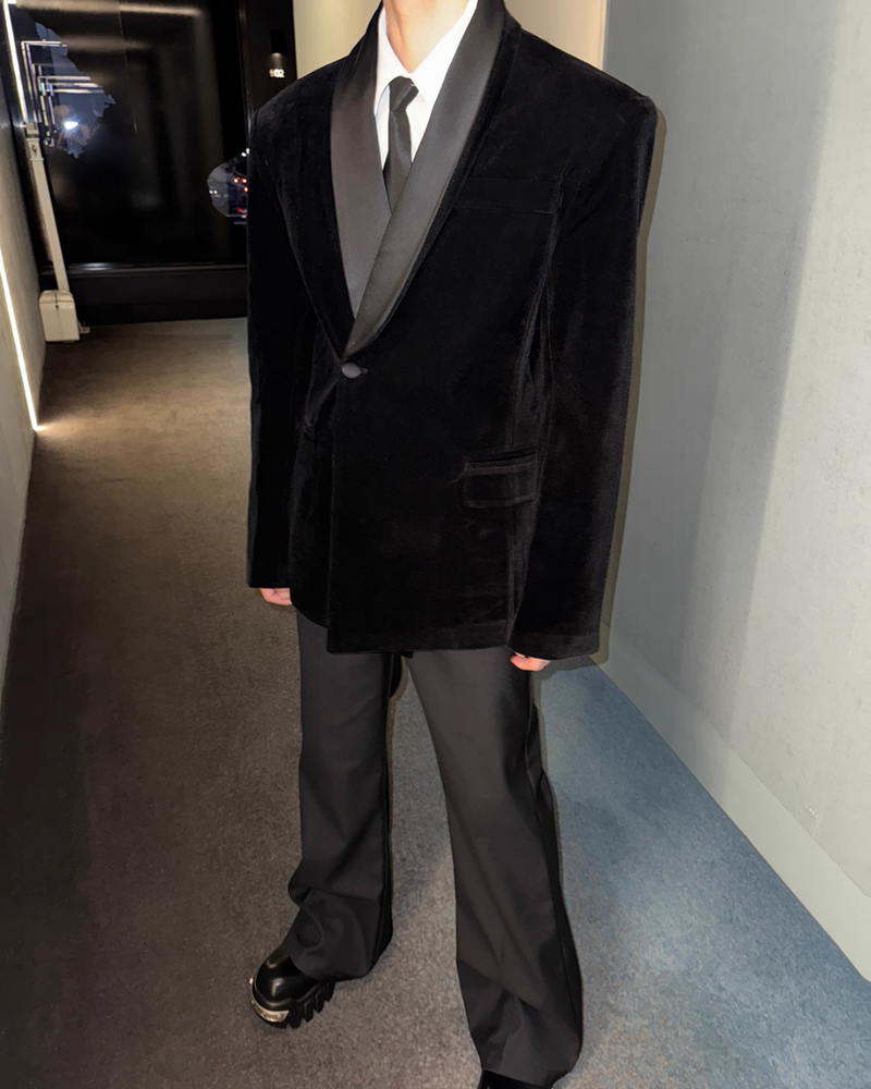 【11.12新作】スウェードサテンカラークラシカルジャケット mf3575