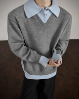 【1.2新作】バイカラーコリアンニットトップス mf3618