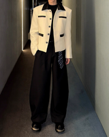 【11.5新作】ツイードレザーカラーモードジャケット mf3574