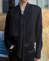 【3.6新作】モードドレープタイデザインシャツ mf3682